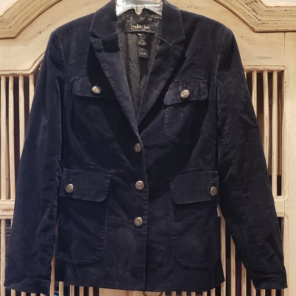 London Jean Black Velvet blazer with bronze buttons - Picture 2 of 15